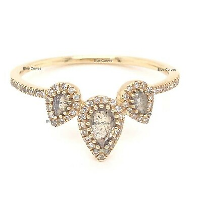 #ad Solid 14k Yellow Gold Pear Shape Labradorite Diamond Ring Engagement Jewelry $431.02