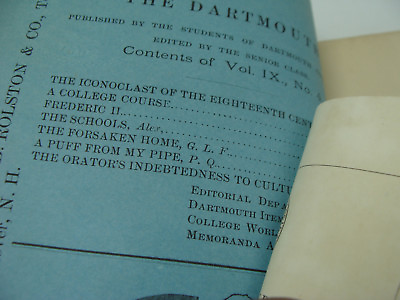 #ad original DARTMOUTH COLLEGE April 1875 THE DARTMOUTH $71.61