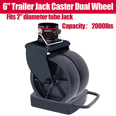 #ad 6quot; 2000lbs Dual Wheel Swivel Caster Trailer Tongue Jack Wheel with Wheel Chock $17.85