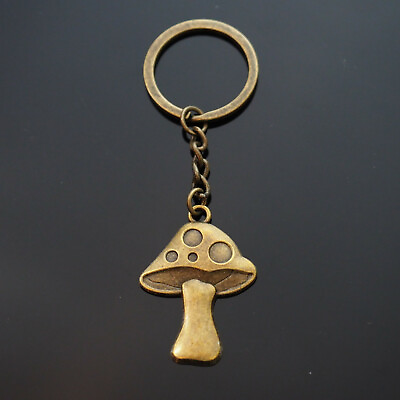 #ad Mushroom Cute Cartoon Fantasy Charm Keychain Key Chain Love Gift Brown Bronze $6.99