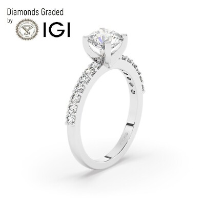 #ad D VS1 1.65 Ct Solitaire Lab Grown Round Diamond Engagement Ring 950 Platinum $1559.90