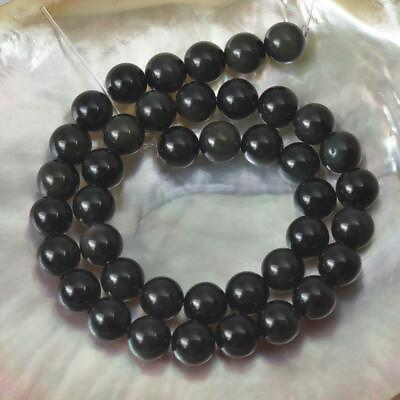 #ad Black Rainbow Obsidian 10 mm Beads 15” Strand Smooth Round Gemstone Beads $24.00