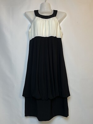 #ad ELIZA J Black Ivory Lace Sleeveless Party Cocktail Dress 8 matte jersey $15.00
