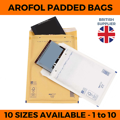 #ad AROFOL BUBBLE PADDED ENVELOPES MAILERS POSTAL BAGS GOLD WHITE ALL SIZES GBP 265.99