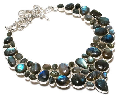 #ad Shiny Labradorite Gemstone 925 Sterling Silver Handmade Jewelry Necklace 18quot; $42.40