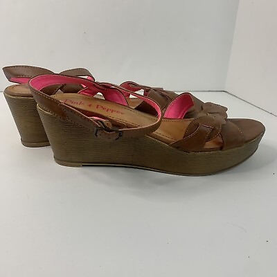 #ad Pink amp; Pepper Cindy Sandals Cork Wedges Color Taupe Size 9 $21.56