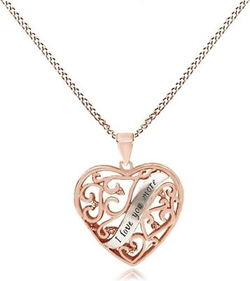 #ad Cubic Zirconia 18K Gold Finish I Love You More Heart Pendant 18quot; $54.59