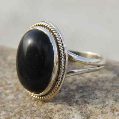 #ad Solid 925 Sterling Silver Shape Black Onyx Stone Handmade Band Ring All Size $15.99