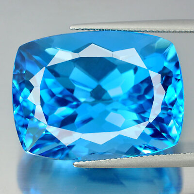#ad Topaz Swiss Blue 59.64 Ct. VS Cushion Shape 26 x 20 Mm. Natural Gemstone Brazil $554.99