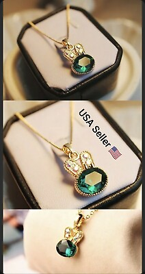 #ad Fashion Simple Green Sea Exquisite Jewelry Cute Rabbit Pendant Crystal Necklace $4.25