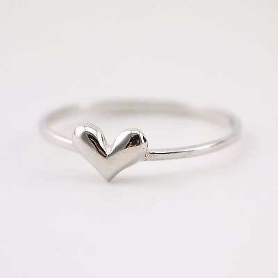 #ad 925 Sterling Silver Love Heart Thin Band Ring A3145 $13.99