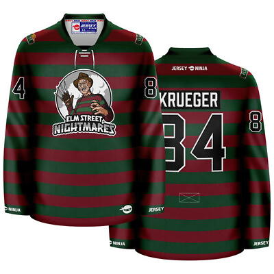 #ad #ad Elm Street Nightmares Freddy Krueger Hockey Jersey $134.95