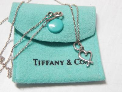 #ad TIFFANY PETITE STERLING SILVER HEART NECKLACE POUCH PALOMA PICASSO XLNT GIFT $128.88