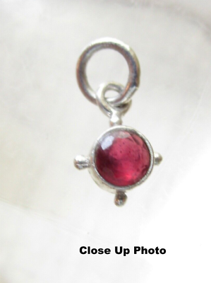 #ad Natural Ruby Round Gemstone Sterling Silver Charm Tiny Solitaire Pendant $14.99