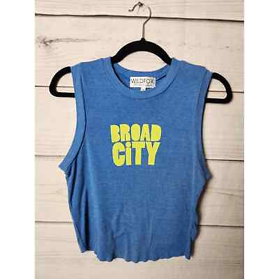 #ad Wildfox Womens Broad City Cropped Keaton Tank Top Sleeveless Blue Size Medium $18.00
