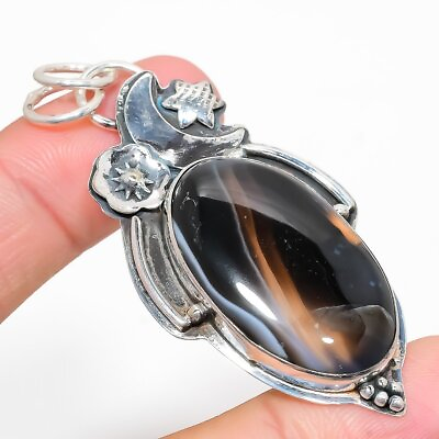 #ad Banded Agate Gemstone Handmade Silver Jewelry Pendant 2.64quot; $6.99