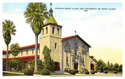 #ad Postcard CHURCH SCENE Santa Clara California CA AP2505 $6.99
