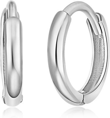 #ad 8 X 8 Mm White Gold Extra Small 14K 1.5Mm Thickness Huggie Earrings For Women $13.94