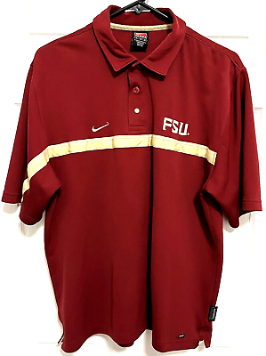 #ad FLORIDA STATE SEMINOLES FSU Men Garnet Short Sleeve Dri Fit Polo Shirt M Nike $9.99
