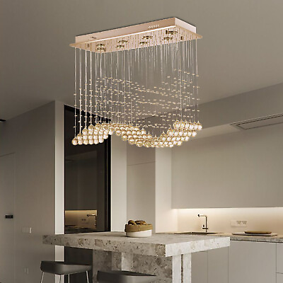 #ad Modern Luxury LED Crystal Chandelier Pendant Lamp Raindrop Ceiling Light Fixture $113.05
