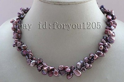 #ad 18quot; Double Natural 10mm Lavender Reborn Keshi Petal Pearl Necklace #f2437 $22.49