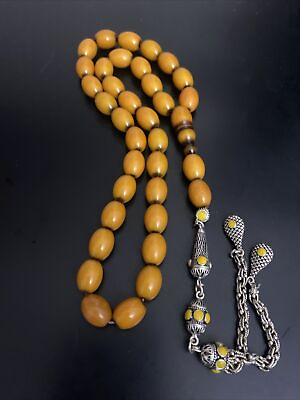 #ad Natural Amber Faturan Misbaha Tesbih Rosary Prayer Beads Mesbah Tasbeh Kahribar $80.00