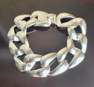 #ad Erick#x27;s Sterling Silver Square Link Bracelet Taxco.925 $325.00