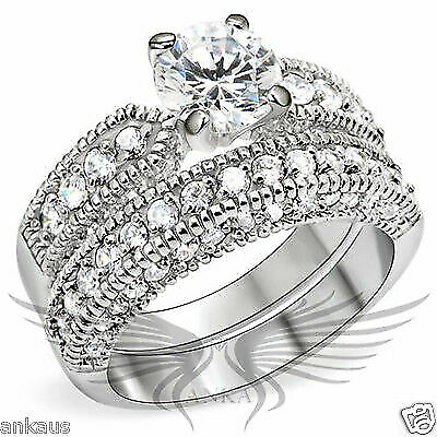 #ad Brilliant Round Cubic Zircon CZ AAA Sterling Silver 925 Wedding Set 8 9 10 62009 $20.99