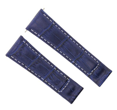 #ad 20MM LEATHER WATCH BAND STRAP FOR ROLEX DAYTONA 116519 116520 BLUE WS SHORT $29.95
