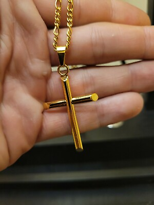 #ad Gold Cross pendant with chain $35.00