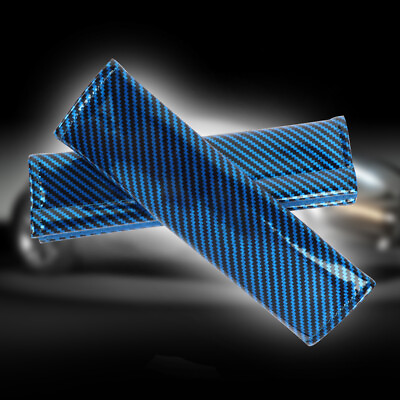 #ad 2Pcs Blue Carbon Fiber Look Car Seat Belt Covers Shoulder Pad Universal Fit $12.00