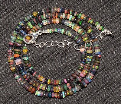 #ad Opal Necklace Natural Ethiopian Black Fire Opal Gemstone Beads 16 Necklace A1159 $20.47