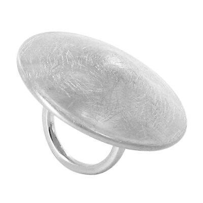 #ad Silver Plated 1.4 inch Round Designer Scratch Style Ring Size 5 10 $8.99