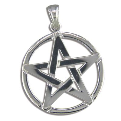 #ad Pendant Large pentacle in circle Sterling Silver GBP 22.03