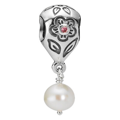 #ad AUTHENTIC PANDORA PEARL BLOOM FLOWER PINK DANGLE CHARM #790546P BRAND NEW F SH $49.98