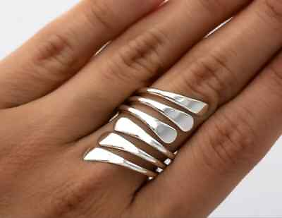 #ad Long Ring Large Wrap Ring Sterling Silver Ring Statement Ring Shield Ring N1 $17.99