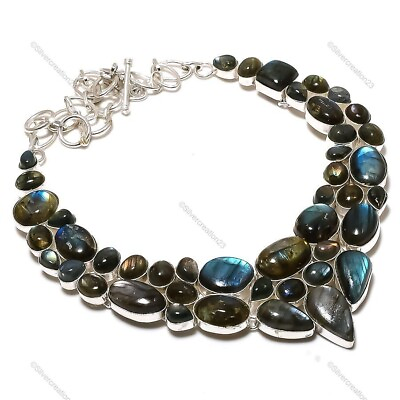 #ad Natural Labradorite 925 Sterling Silver Ethnic Jewelry 18quot; $27.89