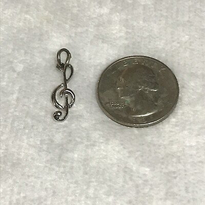 #ad music note pendant or charm silver tone $9.99