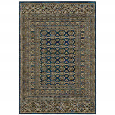 #ad 5#x27; X 8#x27; Blue And Gold Oriental Power Loom Stain Resistant Area Rug $356.72