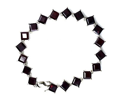 #ad 64.55 Ct Unheated Natural Brown Garnet 925 Sterling Silver Bracelet 7.5 Inch $71.99