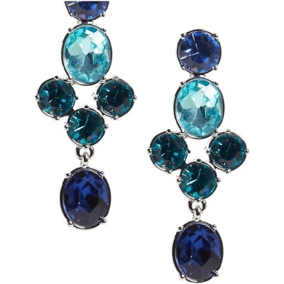 #ad Banana Republic Women#x27;s Bold Crystal Lapis Chandelier Earrings Blue NWT 58 $12.50