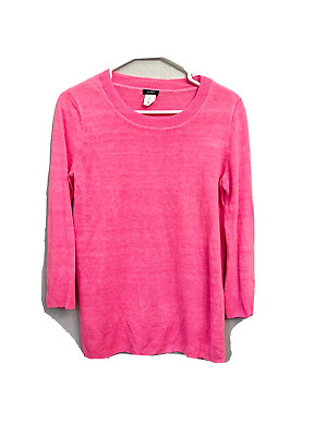 #ad J Crew J.Crew J. Small 100% Linen Pink Sweater Shirt Top Blouse LS Spring Light $13.60