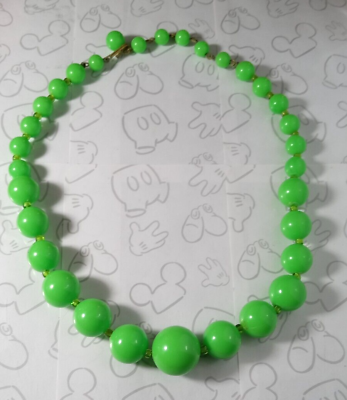 #ad Lime Neon Green Graduated Bead Vintage Necklace Choker 19quot; Adjustable $18.99