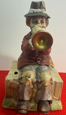 #ad Melody in Motion Porcelain Willie the Trumpeter Trumpet Player Parts or Repair $25.00