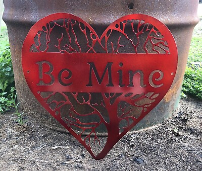 #ad 13” Metal Heart Tree “Be Mine” Painted Red $45.00