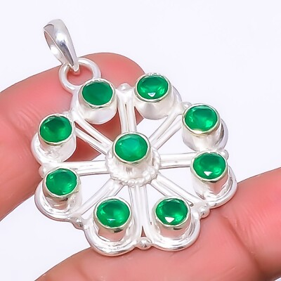 #ad Emerald Gemstone Pendant 925 Solid Sterling Silver Jewelry For Girls 1.76quot; $15.59