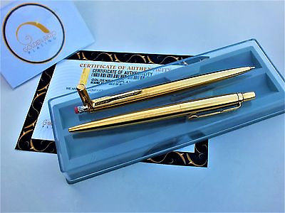 #ad 24k Gold Plated Parker Jotter Ball Point Writing Pen and Pencil Set Gift Boxed GBP 89.99