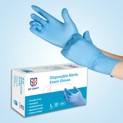 #ad 100pcs 4 Mil Medical Exam Grade Nitrile Disposable Glove S M L XL Size Gloves $7.99