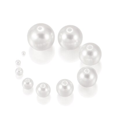 #ad 3mm 20mm Straight With Hole Imitation Pearl Bead Loose Acrylic Round Beads C $2.09
