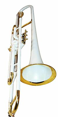 #ad SAI MUSICAL TROMBONE Bb PITCH . WHITE WITH FREE CASE MP . BRS TRUMBONE $216.51